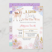 小さな鹿が赤ちゃんシャワー招待状に行く 招待状 (正面/裏面)