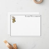 小さな鹿の角の鹿の頭 #1 ノートカード (正面/裏面インサイチュ)