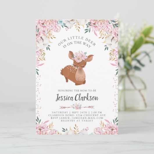 小さな鹿の赤ちゃんシャワー 招待状 (スタンド正面)
