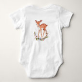 小さな鹿の赤ん坊の女の子のパーソナライズされたボディスーツ ベビーボディスーツ (裏面)