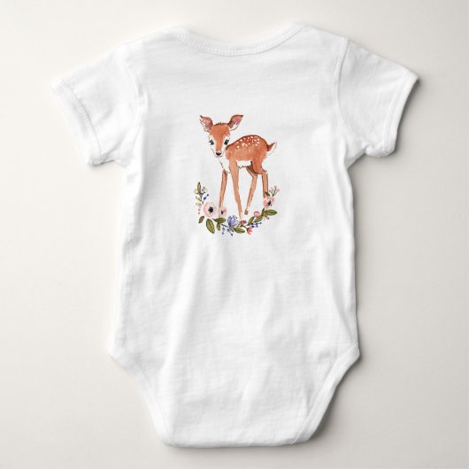小さな鹿の赤ん坊の女の子のパーソナライズされたボディスーツ ベビーボディスーツ (裏面)