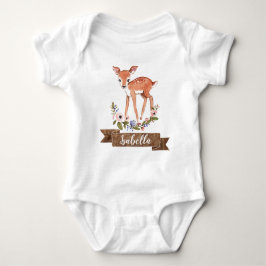 小さな鹿の赤ん坊の女の子のパーソナライズされたボディスーツ ベビーボディスーツ