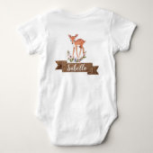 小さな鹿の赤ん坊の女の子のパーソナライズされたボディスーツ ベビーボディスーツ (裏面)