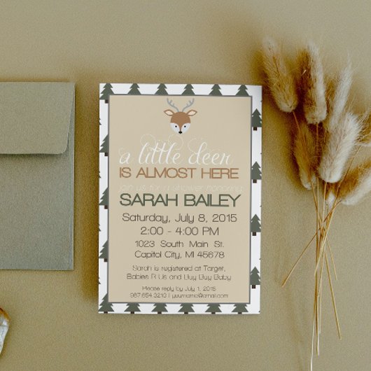 小さな鹿はほとんど赤ちゃんシャワー招待状 招待状