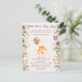 小さな鹿、大きな喜びピンクの花と蝶 インビテーションポストカード (スタンド正面)