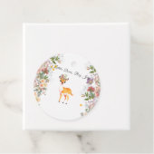 小さな鹿、大きな喜びピンクの花ベビーシャワーテーマ フェイバータグ (インサイチュ)