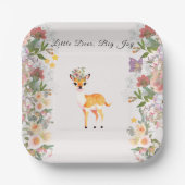 小さな鹿、大きな喜びピンクの花ベビーシャワーテーマ ペーパープレート (正面)