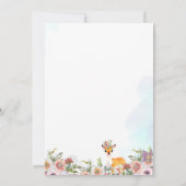 小さな鹿、大きな喜びピンクの花ベビーシャワーテーマ 招待状 (裏面)