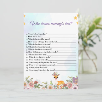 小さな鹿、大きな喜びピンクの花ベビーシャワーテーマ 招待状