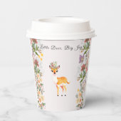 小さな鹿、大きな喜びピンクの花ベビーシャワーテーマ 紙コップ (裏面)