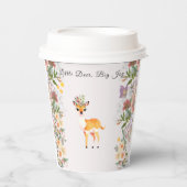 小さな鹿、大きな喜びピンクの花ベビーシャワーテーマ 紙コップ (正面)