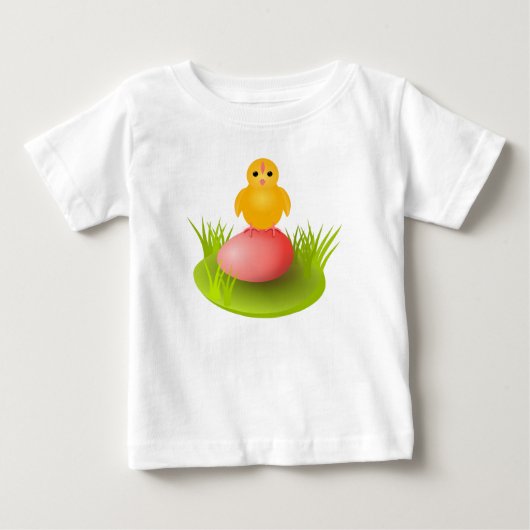 小さな黄色いひよこと卵 ベビーTシャツ (正面)