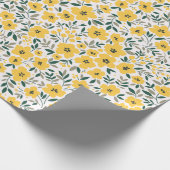 小さな黄色い花で縫い目のない模様 ラッピングペーパー (角)