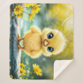 小さな黄色い雛の夢のような黄金色の光自然アート シェルパブランケット (正面)