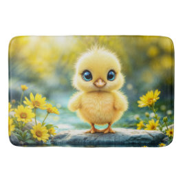 小さな黄色い雛の夢のような黄金色の光自然アート バスマット