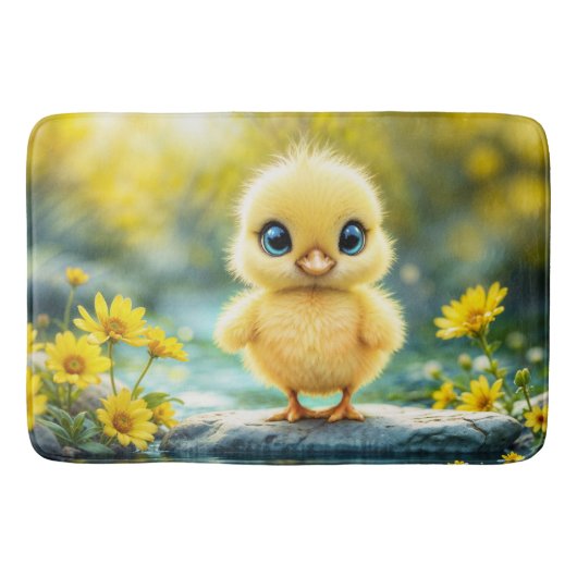 小さな黄色い雛の夢のような黄金色の光自然アート バスマット (正面)