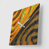 小さな黄色がかったモザイクと変形 スクエア壁時計 (傾斜)