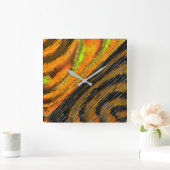 小さな黄色がかったモザイクと変形 スクエア壁時計 (ホーム)