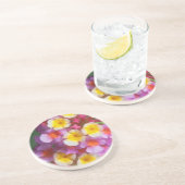 小さな黄色のピンクと紫の熱帯の花 コースター (側面)