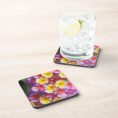 小さな黄色のピンクと紫の熱帯の花 コースター (右側)