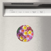 小さな黄色のピンクと紫の熱帯の花 マグネット (インサイチュ (食洗機))