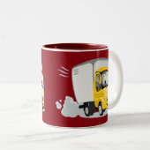 小さな黄色の漫画子供へトラック! ツートーンマグカップ (正面右)