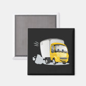 小さな黄色の漫画子供へトラック！ マグネット (正面/裏面)