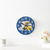 小さな黄色の漫画子供へトラック！ ラウンド壁時計 (ホーム)