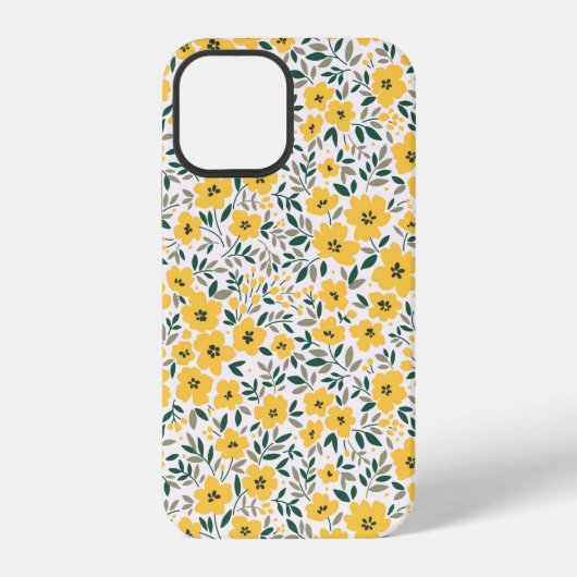 小さな黄色の花のシームレスパターン iPhoneケース (裏面)