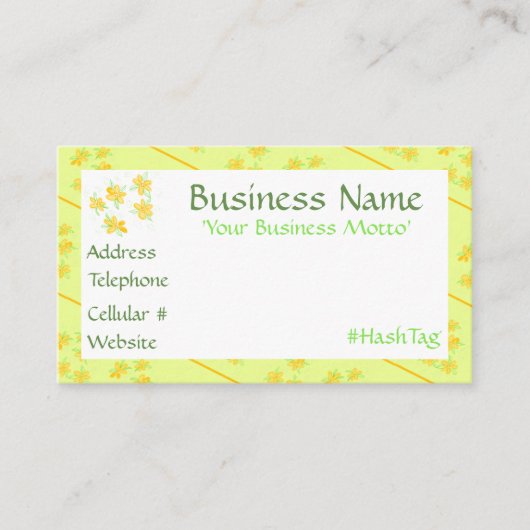 小さな黄色の花の名刺 割引カード (正面)