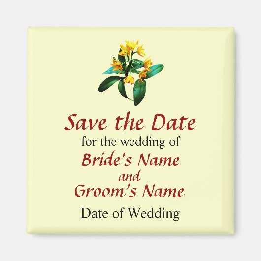 小さな黄色の蘭の花 マグネット (正面)