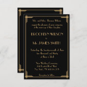 小さな黒いギャツビー素晴らしのアールデコ結婚式の招待 招待状 (正面/裏面)