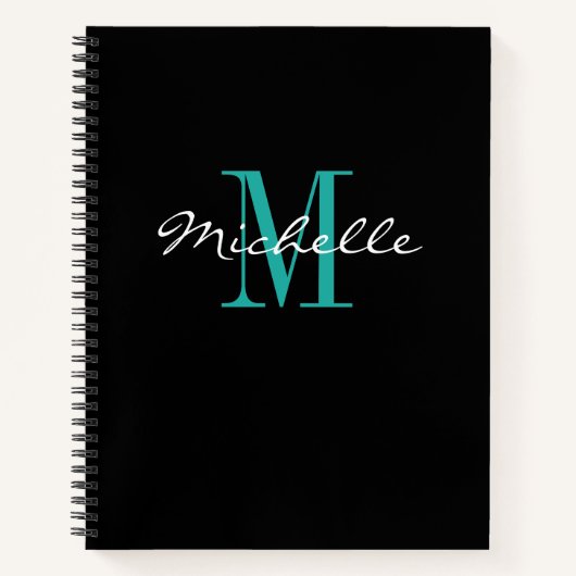 小さな黒いモノグラムのキッチンレシピの主催者 ノートブック (正面)