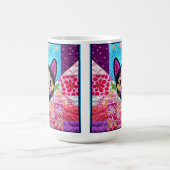 小さな黒と白のキットンのようなデザイン コーヒーマグカップ (中央)