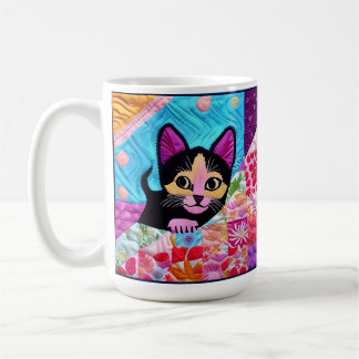 小さな黒と白のキットンのようなデザイン コーヒーマグカップ