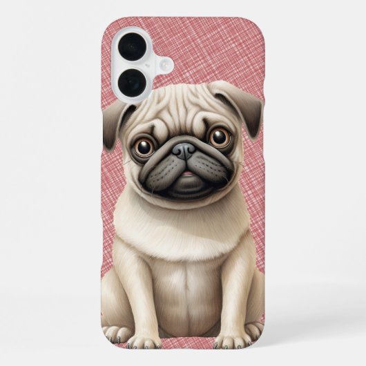 小さな黒と茶色のパグの仔犬 iPhoneケース (裏面)