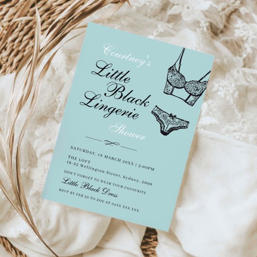 小さな黒のランジェリー ターコイズ ブラックレース 招待状