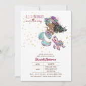 小さな黒の人魚の女の子海の下で赤ちゃんシャワー 招待状 (正面)