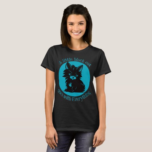 小さな黒猫がEverything V2に合う Tシャツ (正面フル)