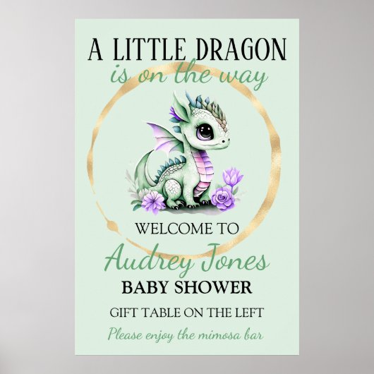 小さな龍が赤ちゃんのシャワーを途中にある ポスター (正面)