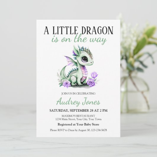 小さな龍が赤ちゃんのシャワーを途中にある 招待状 (スタンド正面)