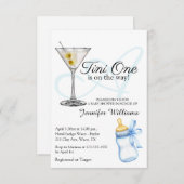 小さな1人がやって来る、マルティーニスタイルのベイビーシャワー 招待状 (正面/裏面)