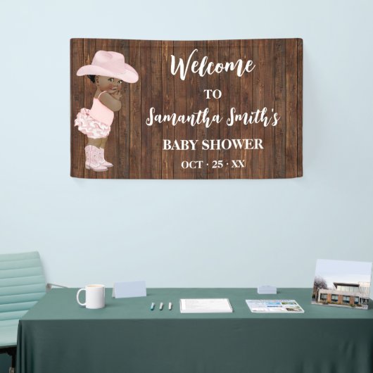小さなAAカウガール西部ウェルカムベイビーシャワー 横断幕 (トレードショー)