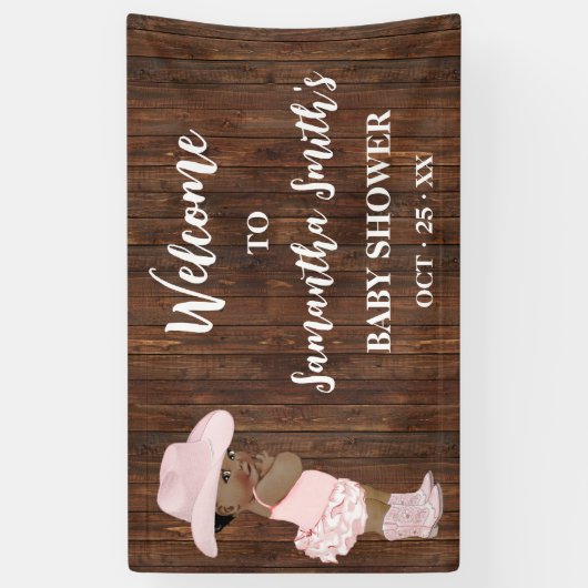 小さなAAカウガール西部ウェルカムベイビーシャワー 横断幕 (縦)