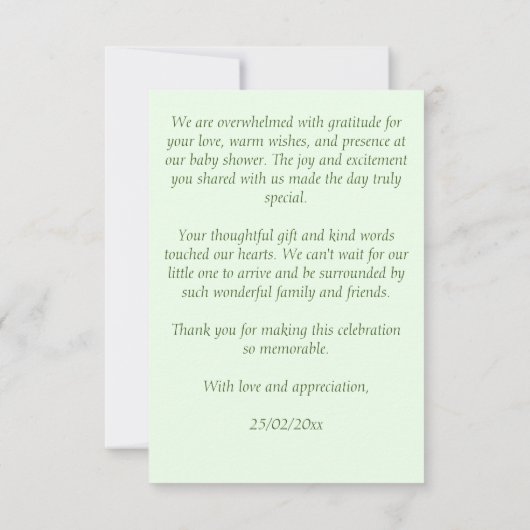 小さなbirdie孵化はすぐに春赤ちゃんシャワー サンキューカード (裏面)