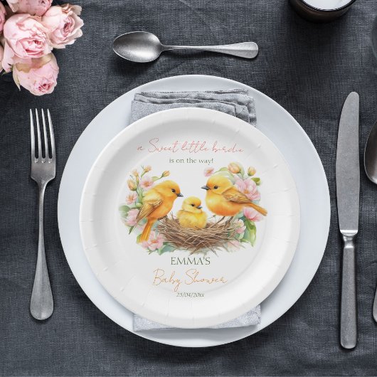 小さなbirdie孵化はすぐに春赤ちゃんシャワー ペーパープレート