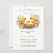 小さなbirdie孵化はすぐに春赤ちゃんシャワー 招待状 (正面)