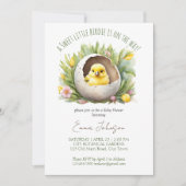 小さなbirdie孵化はすぐに春赤ちゃんシャワー 招待状 (正面)