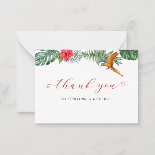 小さなbirdie水色の赤ちゃんシャワー感謝していユー ノートカード (正面)