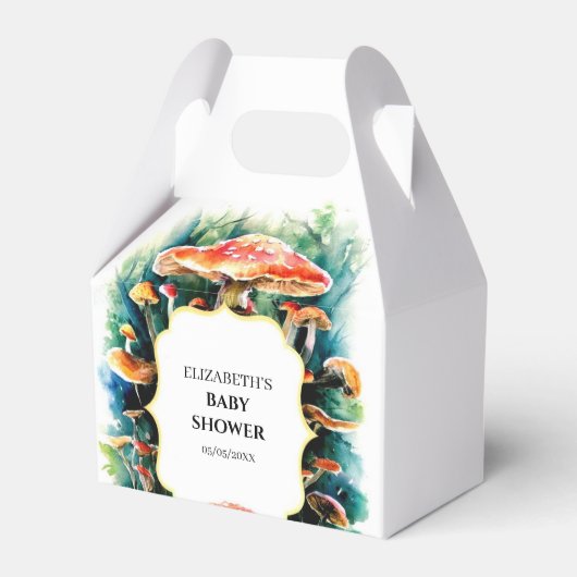 小さなBohoキノコ赤ちゃんシャワー フェイバーボックス (正面サイド)